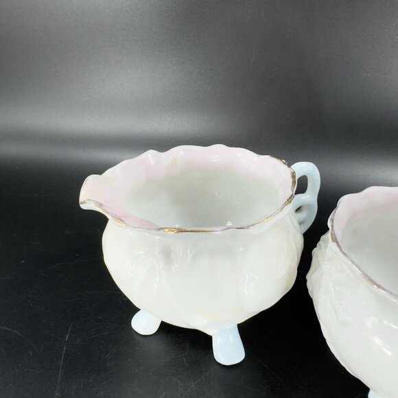 Antique Porcelain Sugar And Creamer Set 2 German Kitchenware Open Sugar Decor - Picture 16 of 16